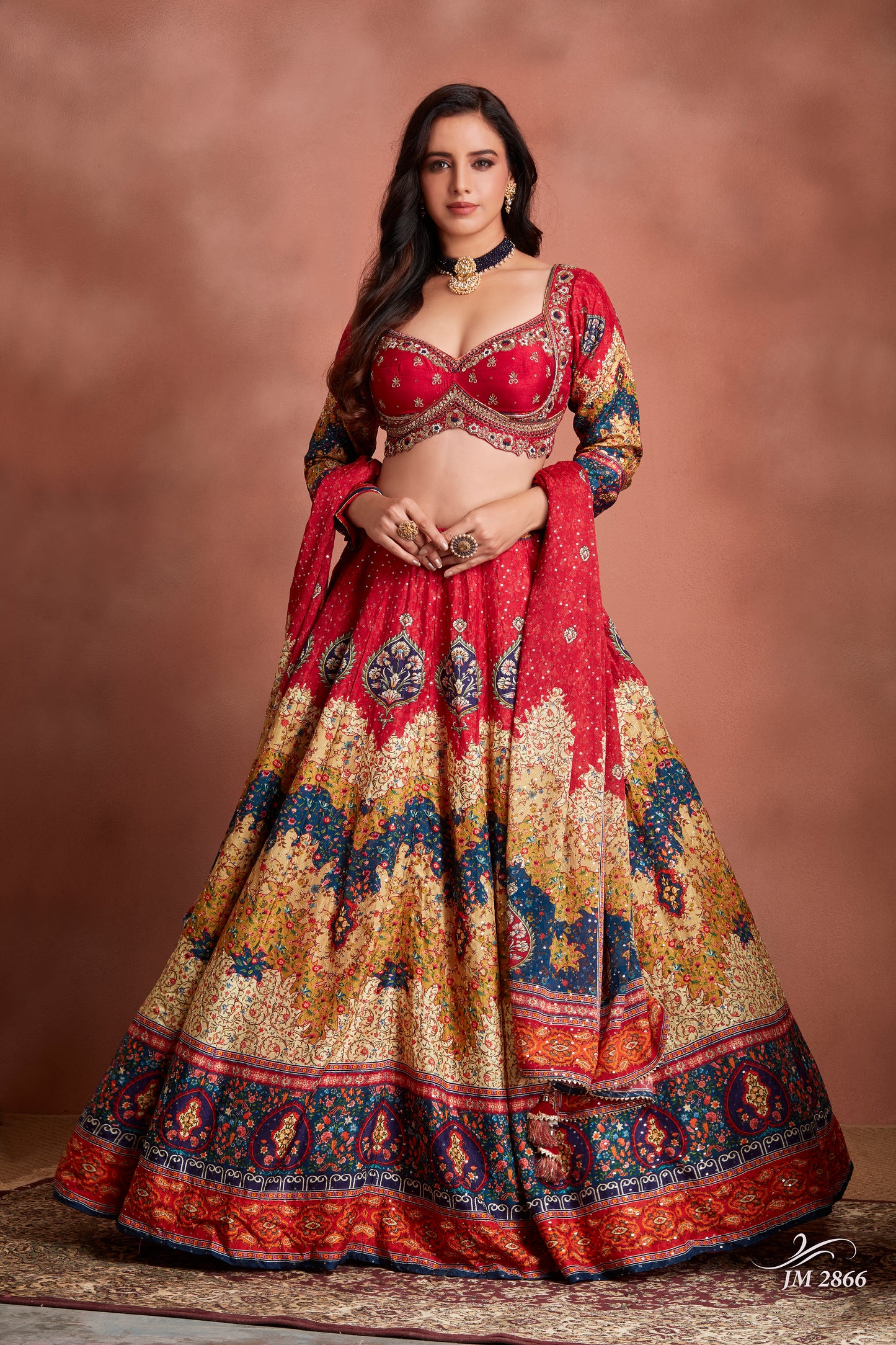 Royal Vermilion Heritage Lehenga Set