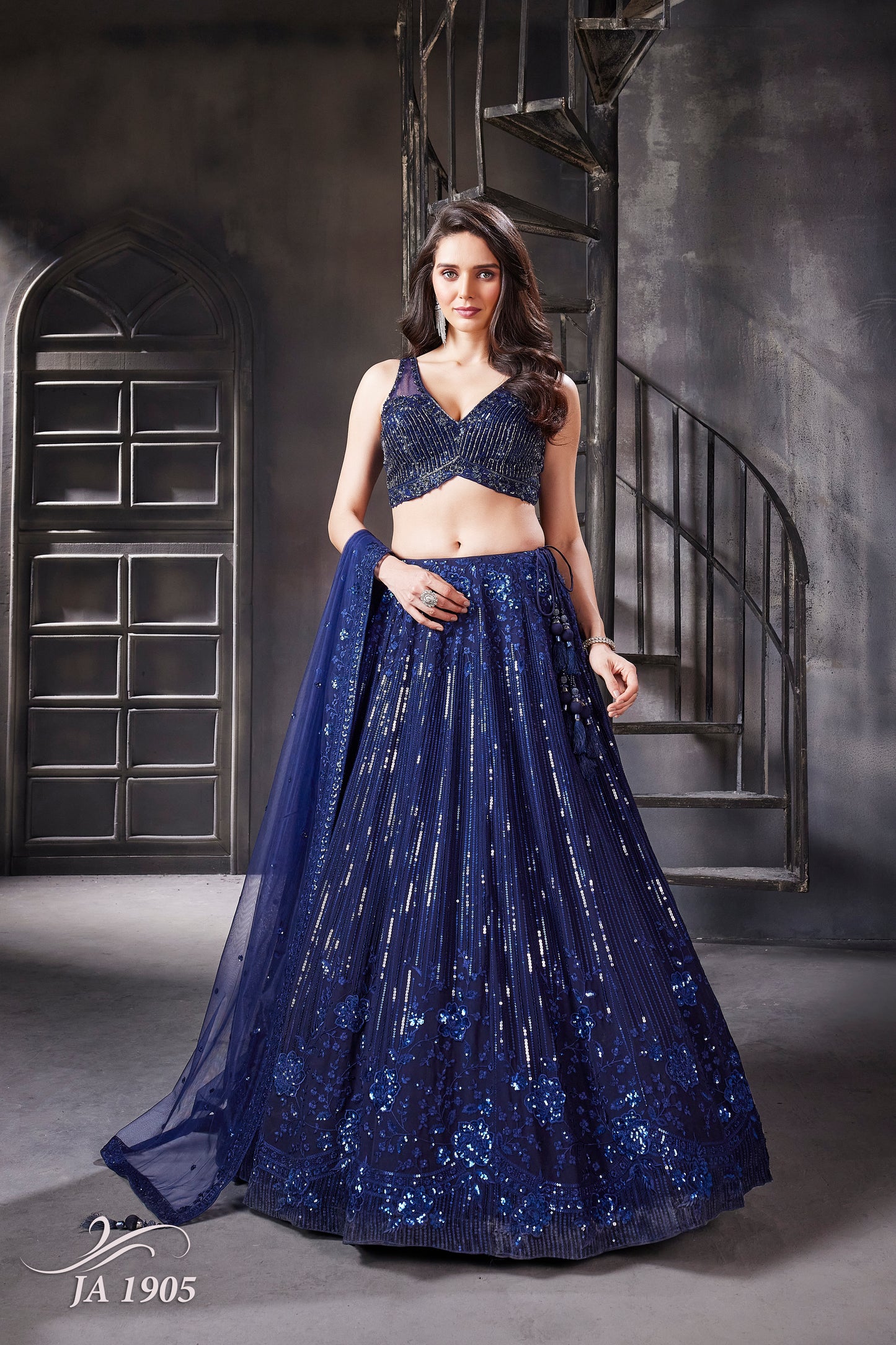 Starlit Sapphire Sequin Lehenga Set